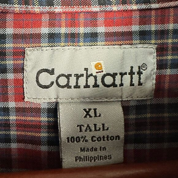 Carhartt Mens XL Tall Plaid Button Up Long Sleeve Flannel - Picture 3 of 4